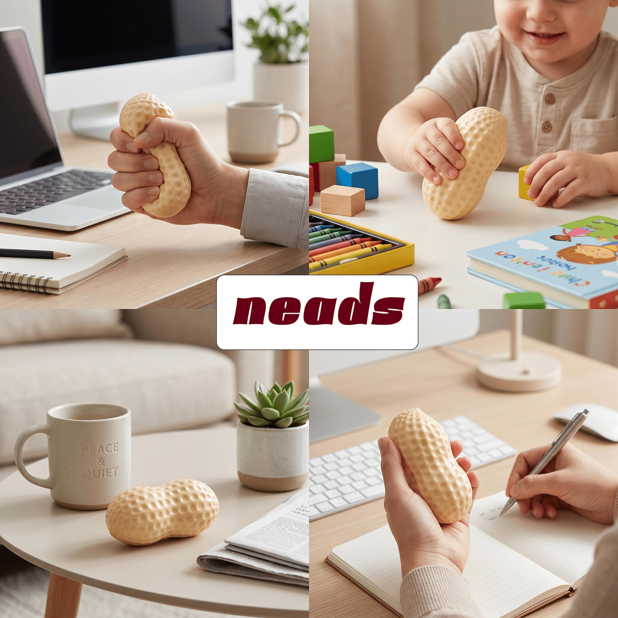 ASMR Peanut Crunch Squishy｜neads Handcrafted Sensory Toy - neads studio