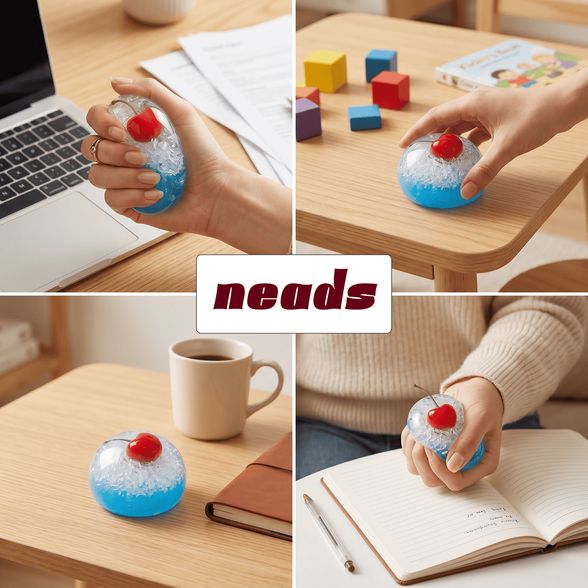 Cherry Shaved Ice Special Edition Dual-Texture Stress Ball | neads Handcrafted Sensory Toy - neads studio