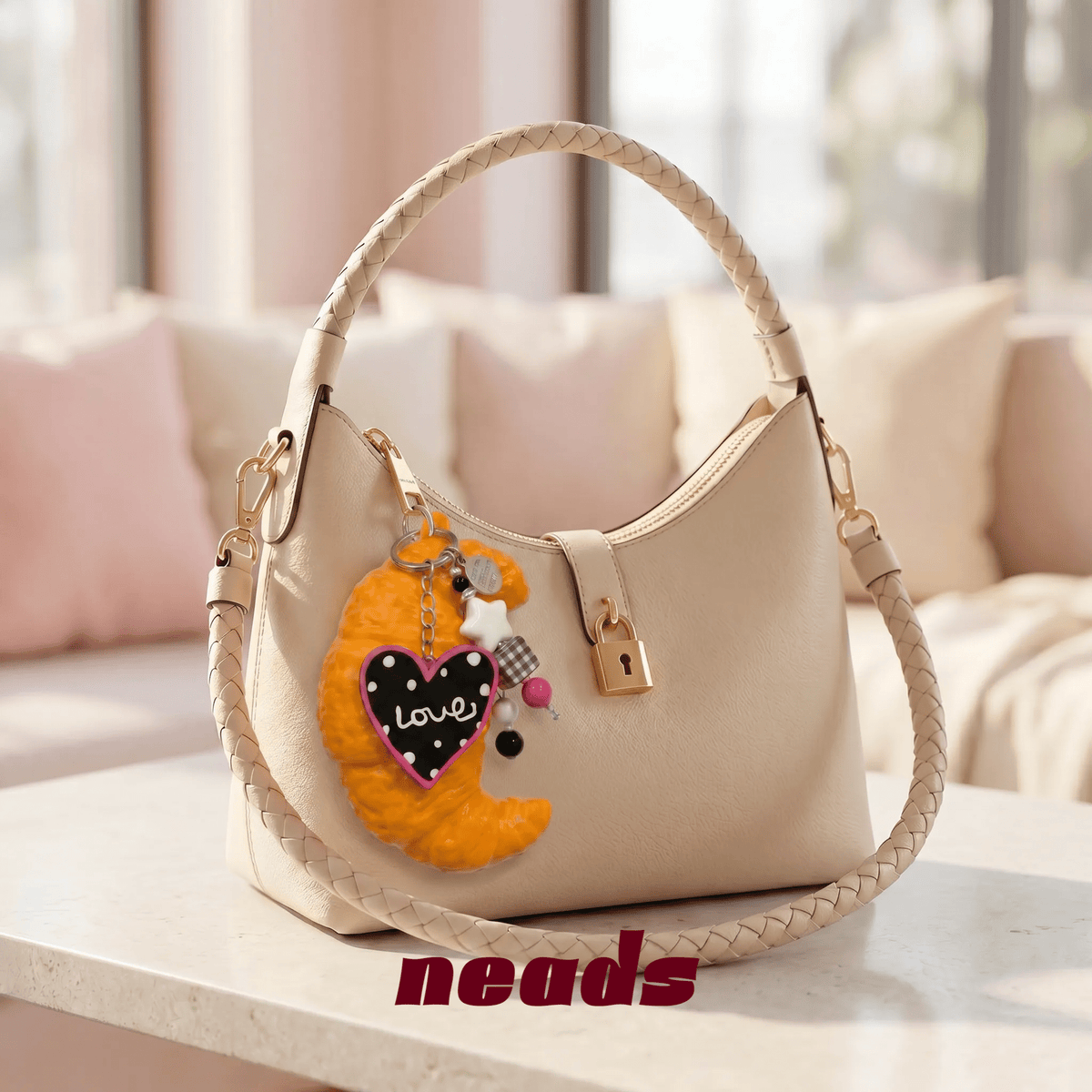 Crispy Croissant Charm Squishy & Bag Accessory｜neads Handcrafted Sensory Toy - neads studio