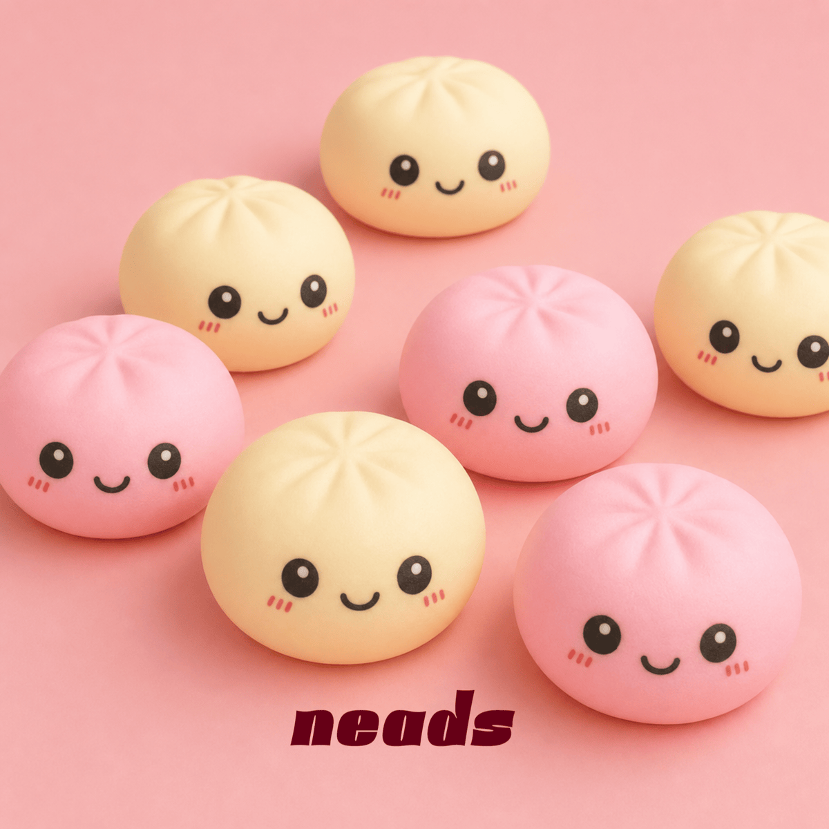 Expressive Dual-Color Bun Squishy - 2 Unique Textures | neads Handcrafted Sensory Toy - neads studio