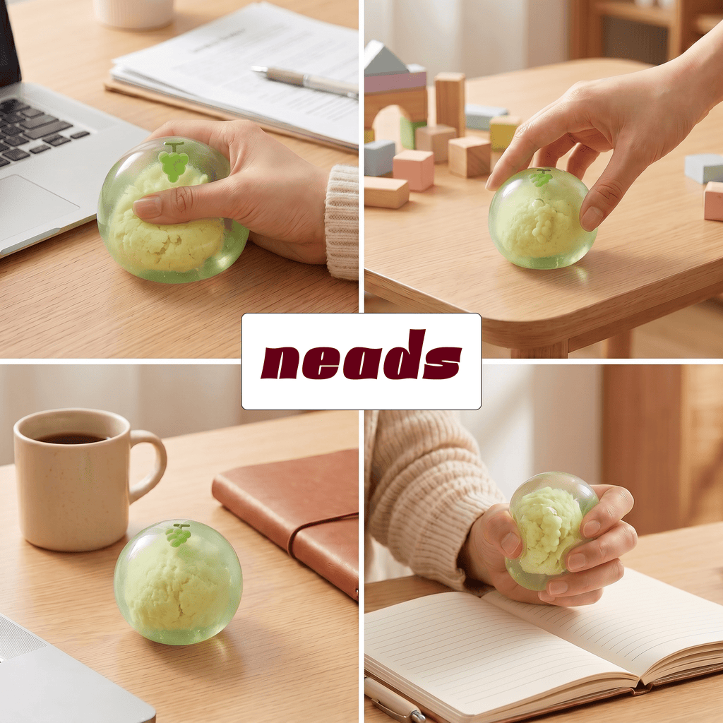 Green Grape Coconut Firm Dual-Tone Squishy by neads Handcrafted Sensory Toy - neads studio