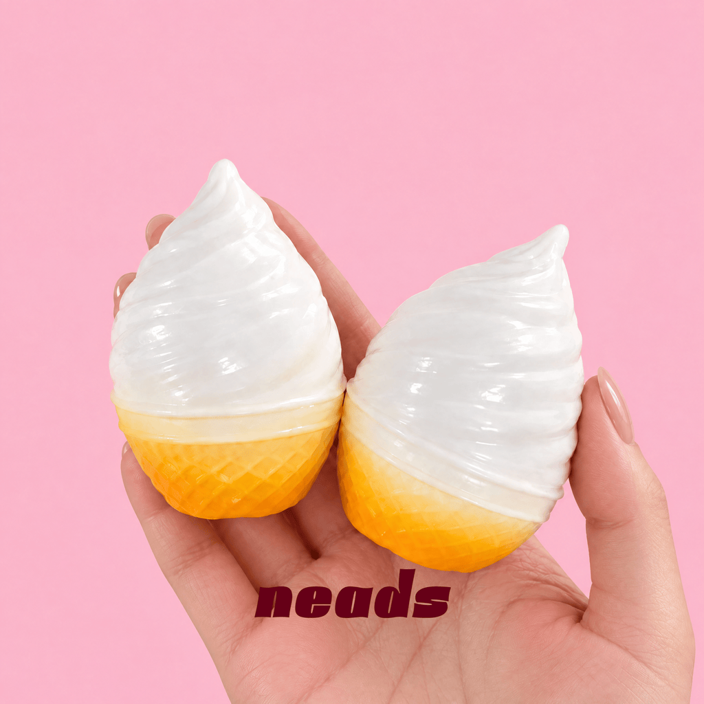 neads Mini Ice Cream Cone Crunch Squishy | Lightweight Clay & Sequin ASMR Toy Handcrafted Sensory Toy - neads studio