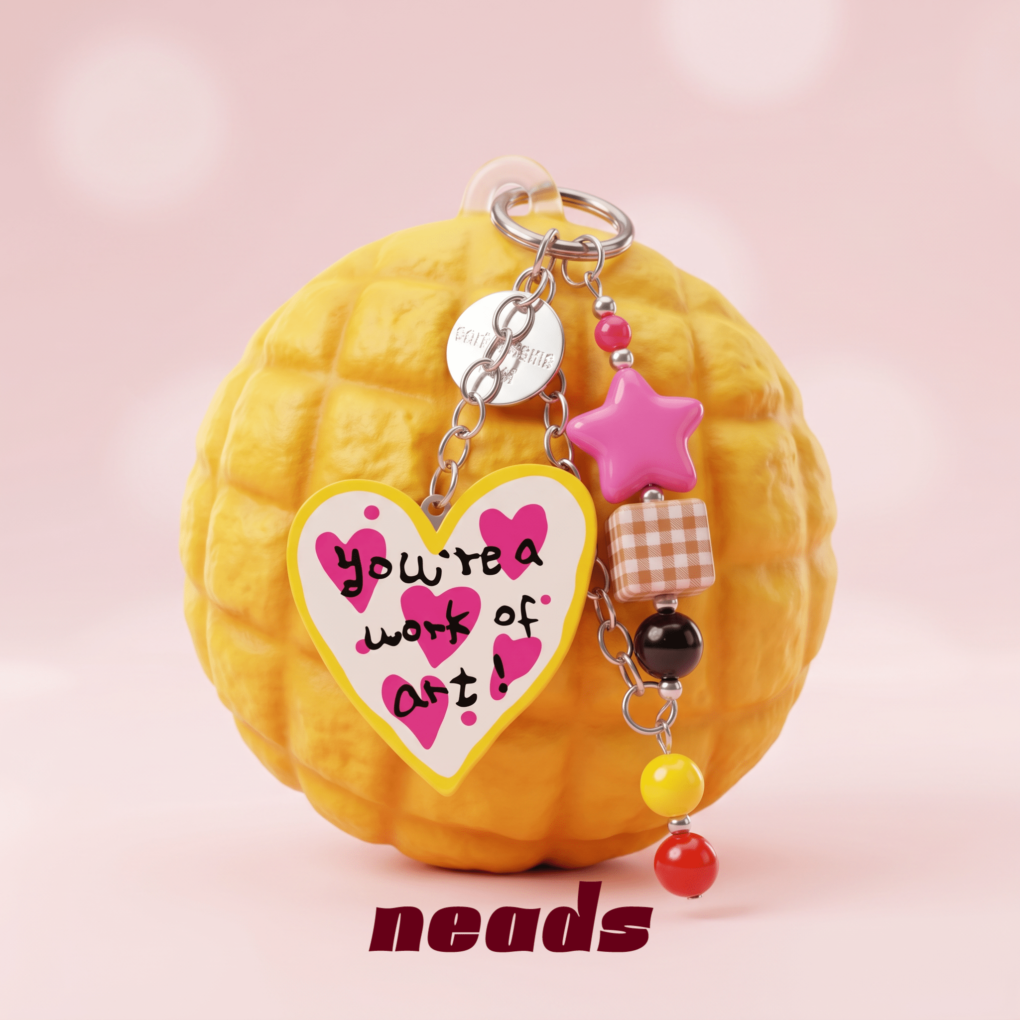Pineapple Bun Crunch Sensory Squishy & Bag Charm｜ neads Handcrafted Sensory Toy - neads studio