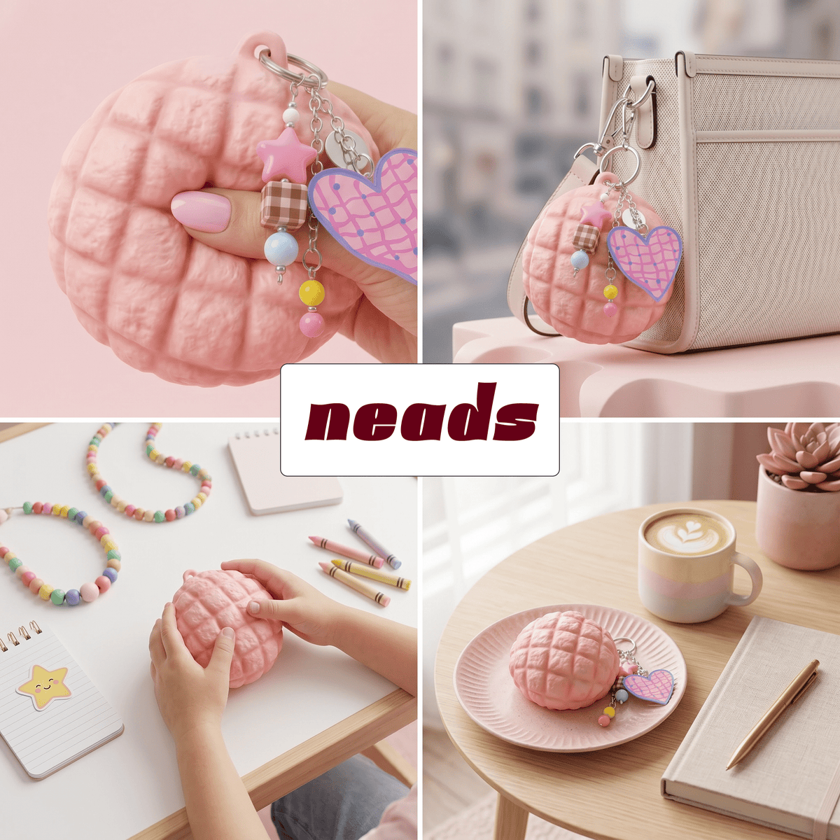 Pineapple Bun Crunch Sensory Squishy & Bag Charm｜ neads Handcrafted Sensory Toy - neads studio
