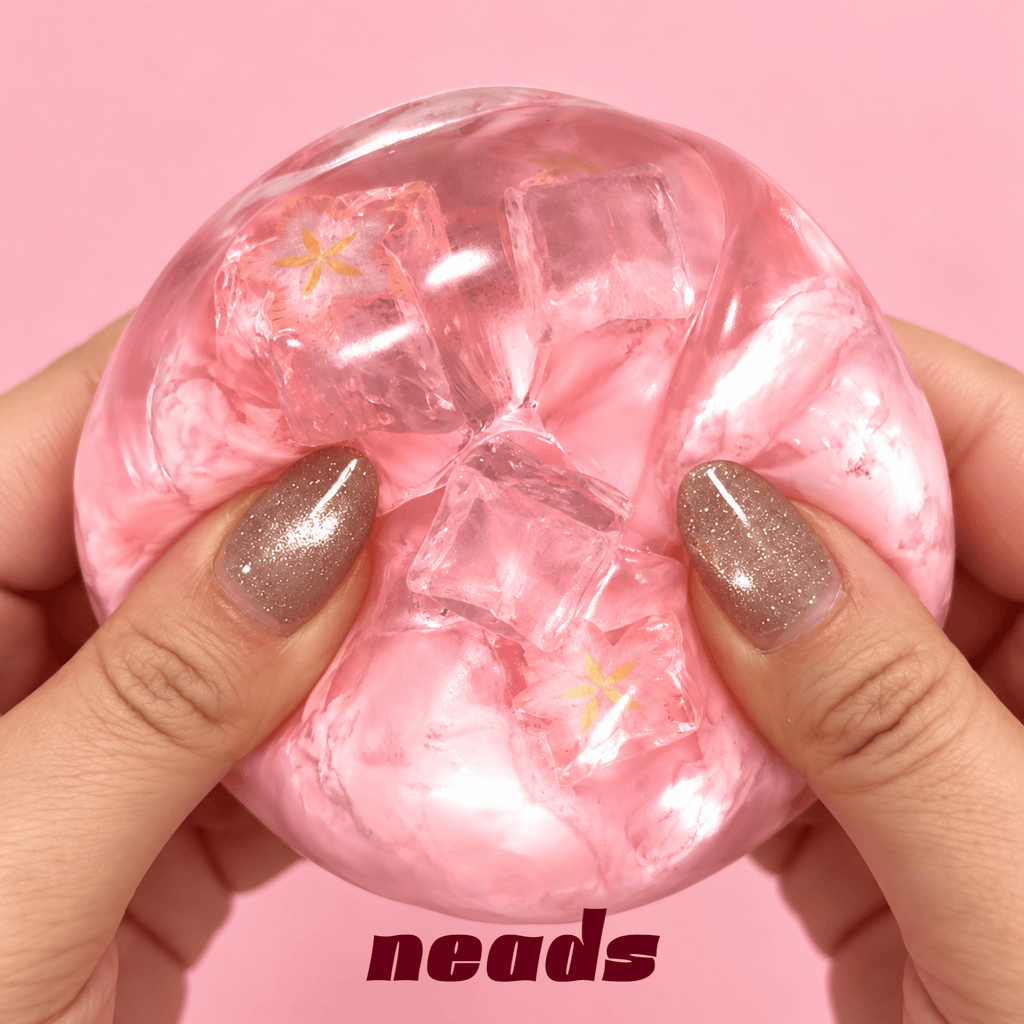 Pink Starfruit Daifuku Squishy – Dual-Texture Sensory Toy Handcrafted Sensory Toy - neads studio