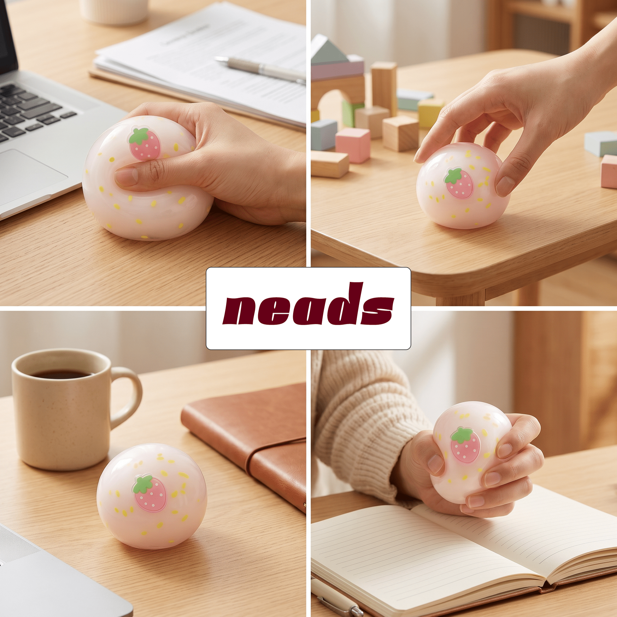 Sweet Strawberry Wax Crackle Dessert Destructible Squishy｜neads Handcrafted Sensory Toy - neads studio