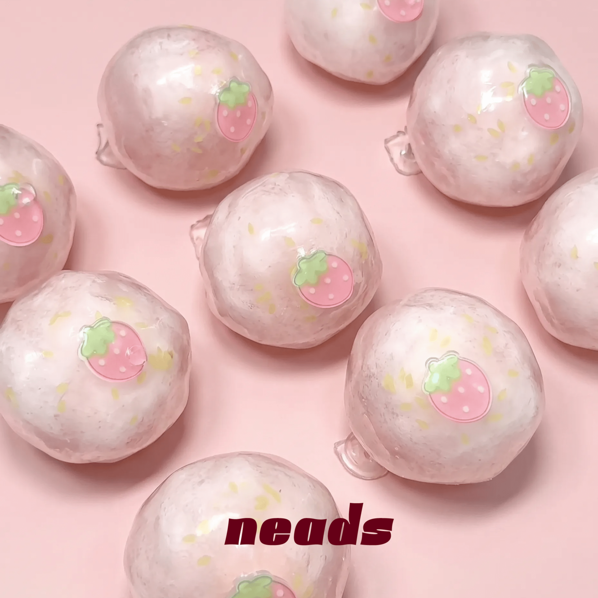 Sweet Strawberry Wax Crackle Dessert Destructible Squishy｜neads Handcrafted Sensory Toy - neads studio