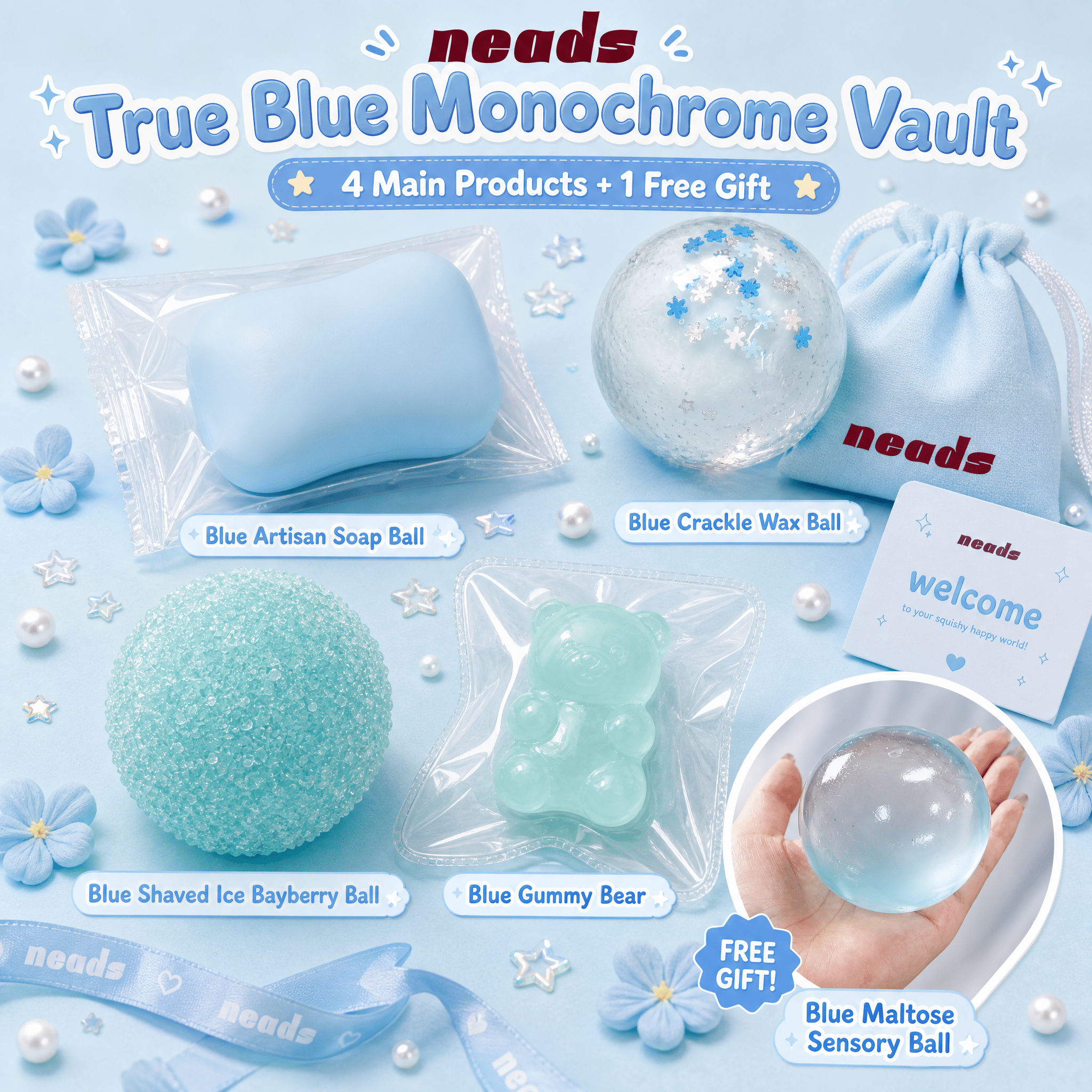 True Blue Monochrome Vault Aesthetic Blue Sensory Bundle｜neads Handcrafted Sensory Toy - neads studio